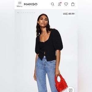 Square neck Mango Top, puff sleeve